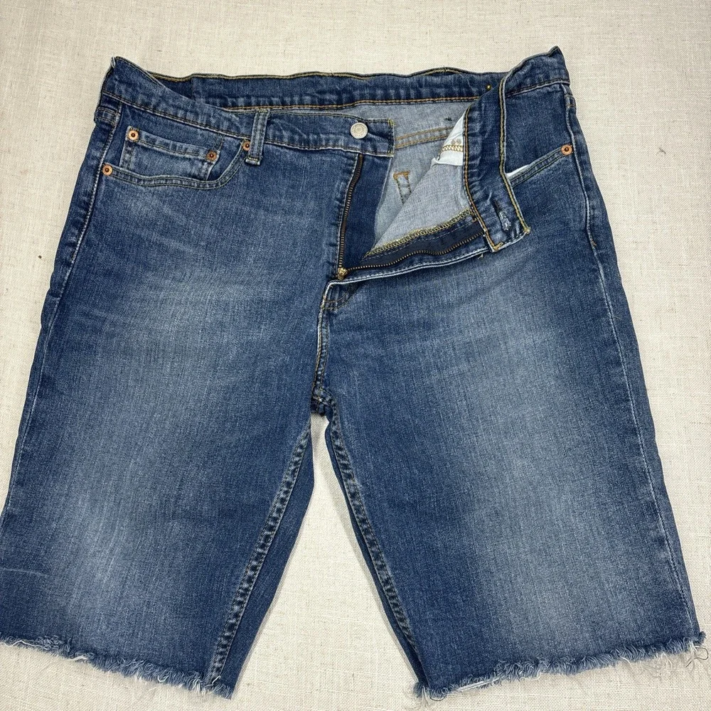 Levis Shorts Mens W38 Blue Slim Straight‎ Denim Cut Offs 511 Frayed